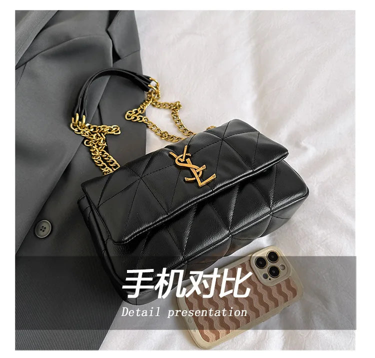 Luxury Fashion Women's Chain Handbag PU Leather Girls Shoulder Messenger Bag Brand lightweight Commuting Bag Tassel Square Bag