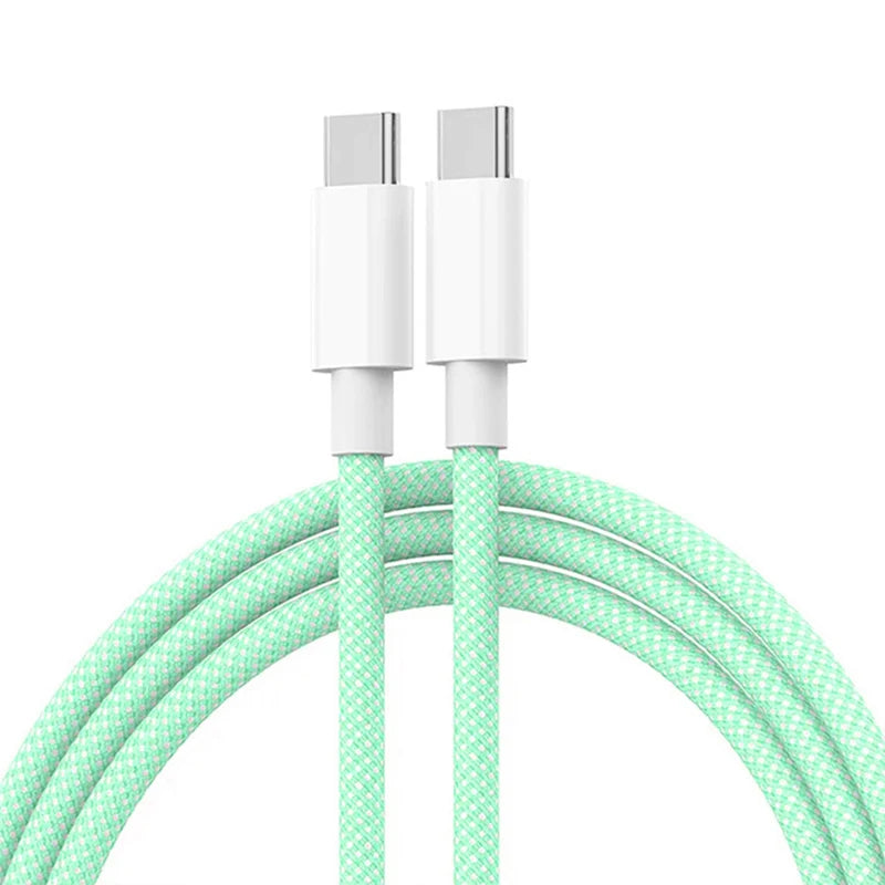 Usb C to Type C Fast Charging PD 60W Mobile Phone Date Cable For Iphone15 Android Samsung Huawei Type C Braided Charger Cable