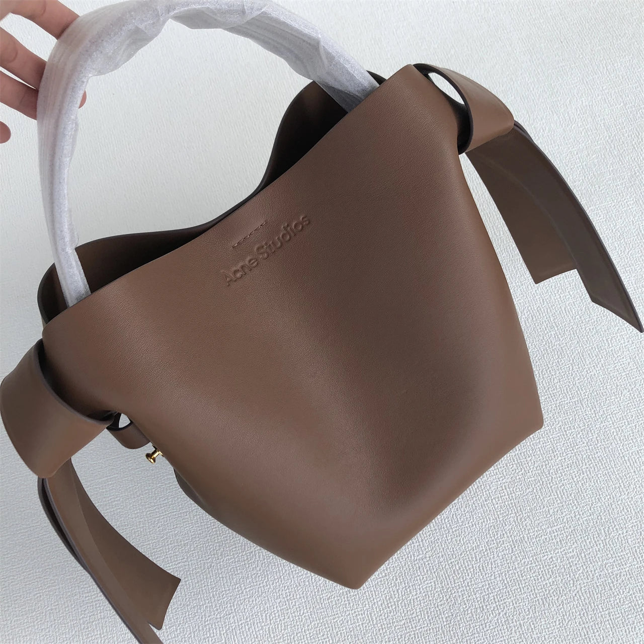 ACstudios musubi women's genuine leather bow commuter simple shoulder crossbody handbag bucket bag