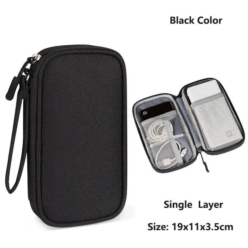 Data Cable Storage Bag Waterproof Portable Carry Case Multi-Layers Storage Bag Travel Organizer Bag for Cable Cord USB Charger