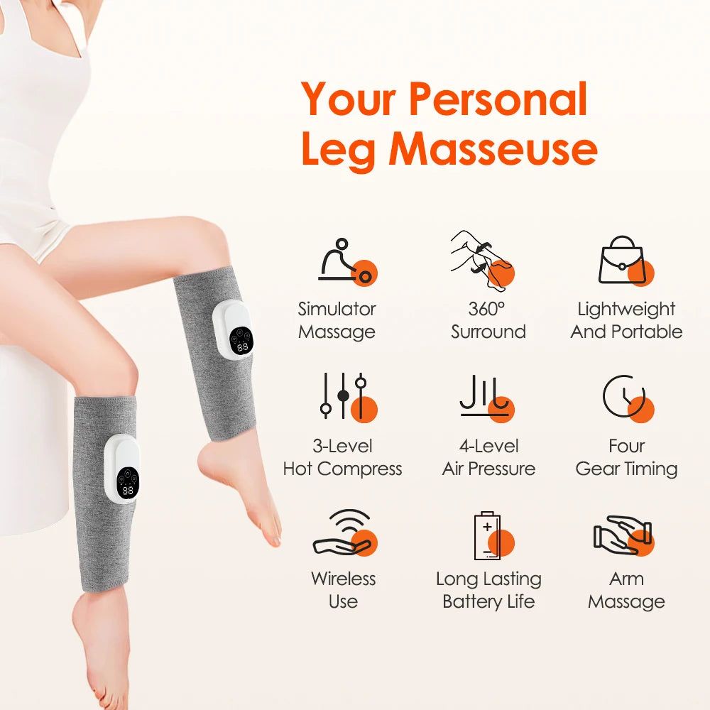 JianYouCare Portable Air Compression Leg Calf Massager Household Hot Compress Muscle Relaxation Promote Blood Circulation Relief