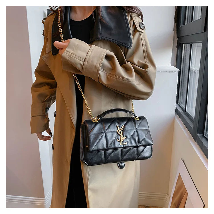 Luxury Fashion Women's Chain Handbag PU Leather Girls Shoulder Messenger Bag Brand lightweight Commuting Bag Tassel Square Bag