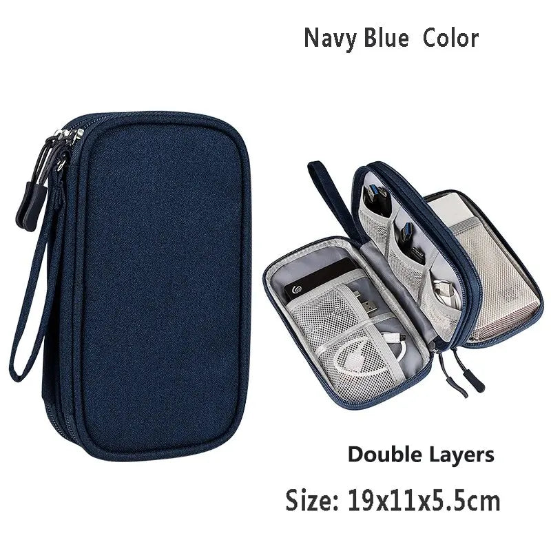 Data Cable Storage Bag Waterproof Portable Carry Case Multi-Layers Storage Bag Travel Organizer Bag for Cable Cord USB Charger