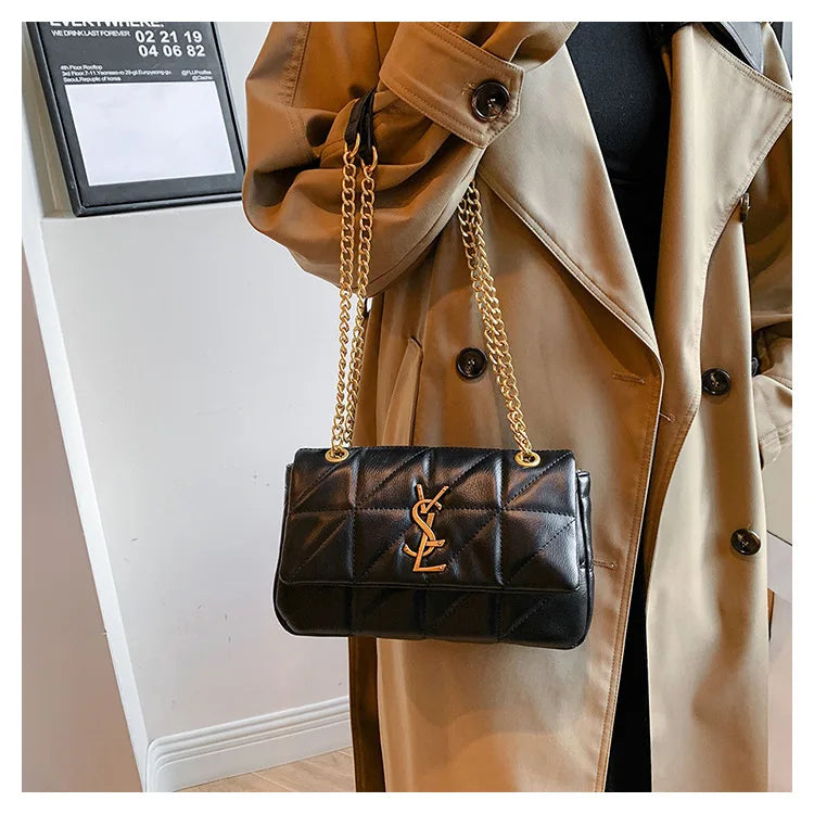 Luxury Fashion Women's Chain Handbag PU Leather Girls Shoulder Messenger Bag Brand lightweight Commuting Bag Tassel Square Bag