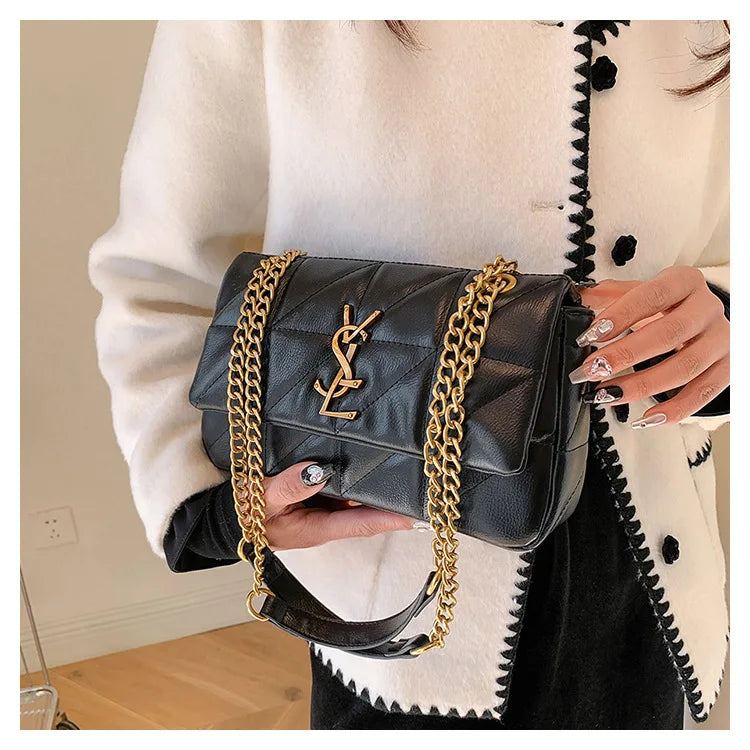 Luxury Fashion Women's Chain Handbag PU Leather Girls Shoulder Messenger Bag Brand lightweight Commuting Bag Tassel Square Bag