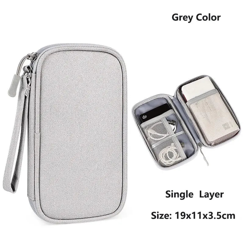 Data Cable Storage Bag Waterproof Portable Carry Case Multi-Layers Storage Bag Travel Organizer Bag for Cable Cord USB Charger