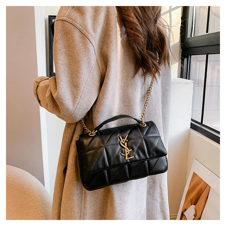 Luxury Fashion Women's Chain Handbag PU Leather Girls Shoulder Messenger Bag Brand lightweight Commuting Bag Tassel Square Bag