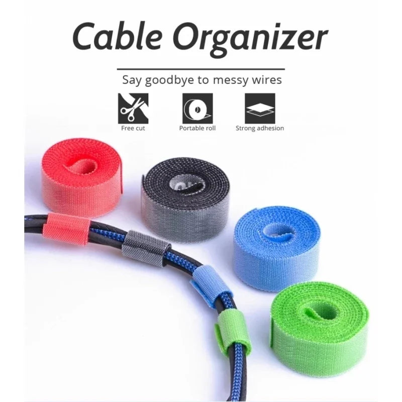 1/5M Cable Organizer Cable Management Wire Winder Tape Earphone Mouse Cord Management Ties Protector For iPhone Xiaomi Samsung