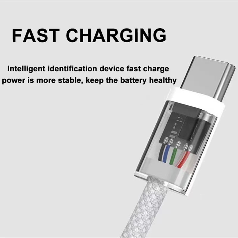 Usb C to Type C Fast Charging PD 60W Mobile Phone Date Cable For Iphone15 Android Samsung Huawei Type C Braided Charger Cable