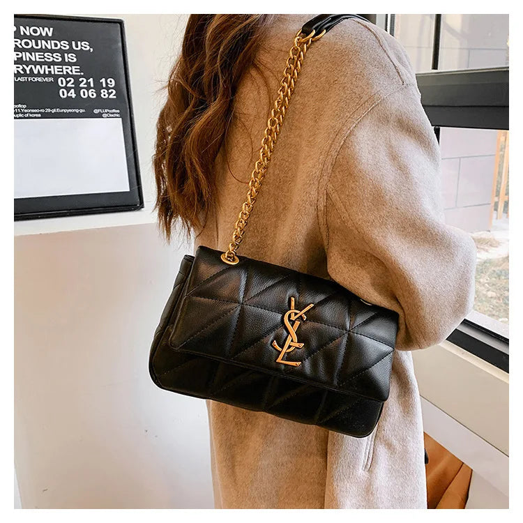 Luxury Fashion Women's Chain Handbag PU Leather Girls Shoulder Messenger Bag Brand lightweight Commuting Bag Tassel Square Bag