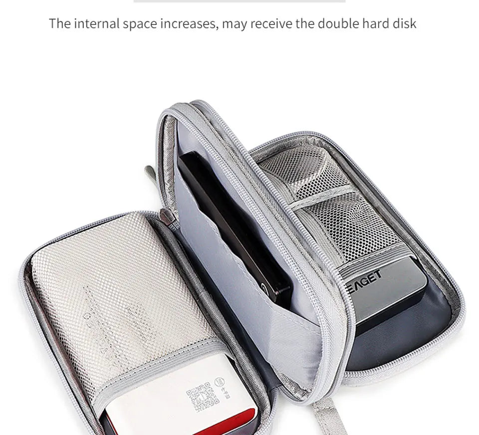 Data Cable Storage Bag Waterproof Portable Carry Case Multi-Layers Storage Bag Travel Organizer Bag for Cable Cord USB Charger