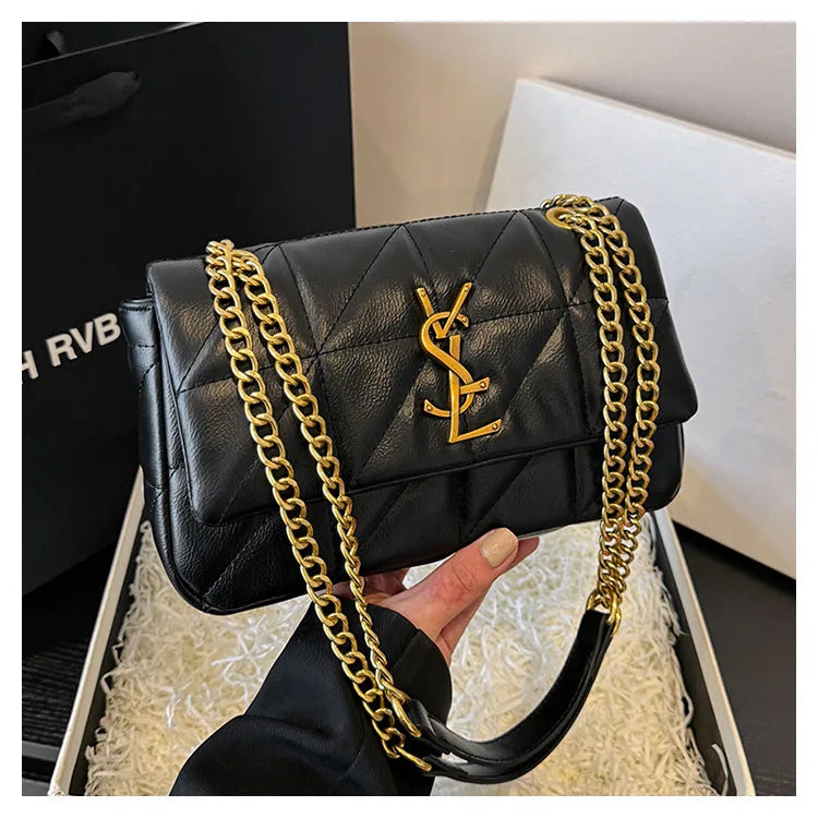 Luxury Fashion Women's Chain Handbag PU Leather Girls Shoulder Messenger Bag Brand lightweight Commuting Bag Tassel Square Bag