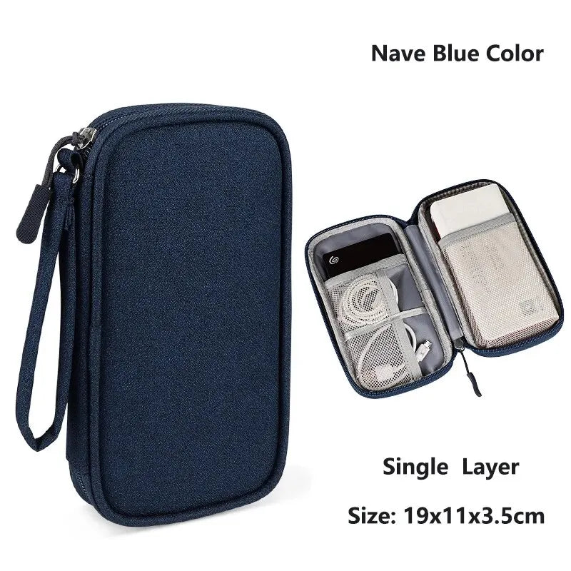 Data Cable Storage Bag Waterproof Portable Carry Case Multi-Layers Storage Bag Travel Organizer Bag for Cable Cord USB Charger