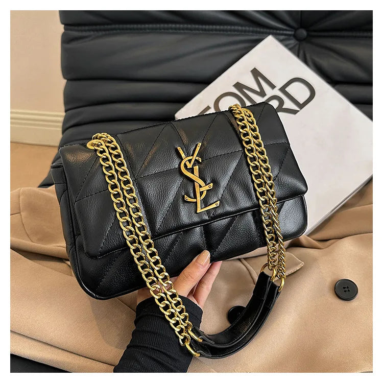 Luxury Fashion Women's Chain Handbag PU Leather Girls Shoulder Messenger Bag Brand lightweight Commuting Bag Tassel Square Bag