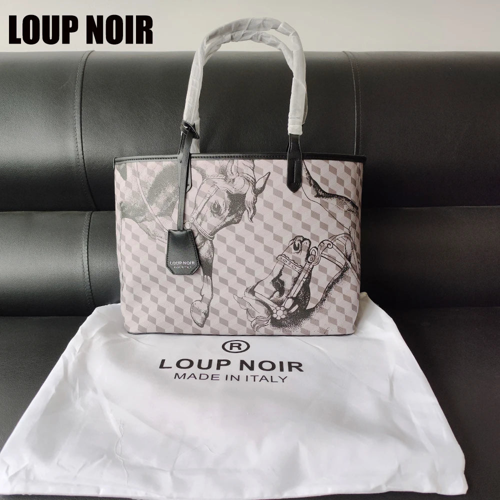 حقيبة توت جديدة من LOUP NOIR للنساء، حقائب ماركات شهيرة، حقائب كبيرة الحجم، حقائب كتف نسائية عالية الجودة