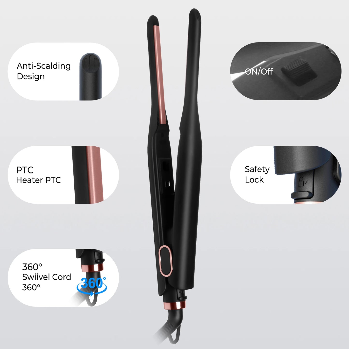 Small Flat Iron for Short Hair Pencil Flat Iron Mini Hair Straightener Tiny Hair Straightening Iron Ceramic Beard Straightener