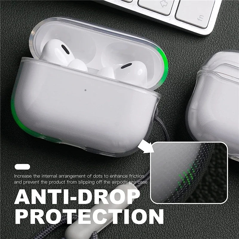 حافظة سماعة أذن شفافة ناعمة من مادة TPU مع حزام حبل لسماعات Airpods Pro 2 الجيل الثاني Air Pods 4 3 2 1 الجيل الثالث 2024 ملحقات الغطاء