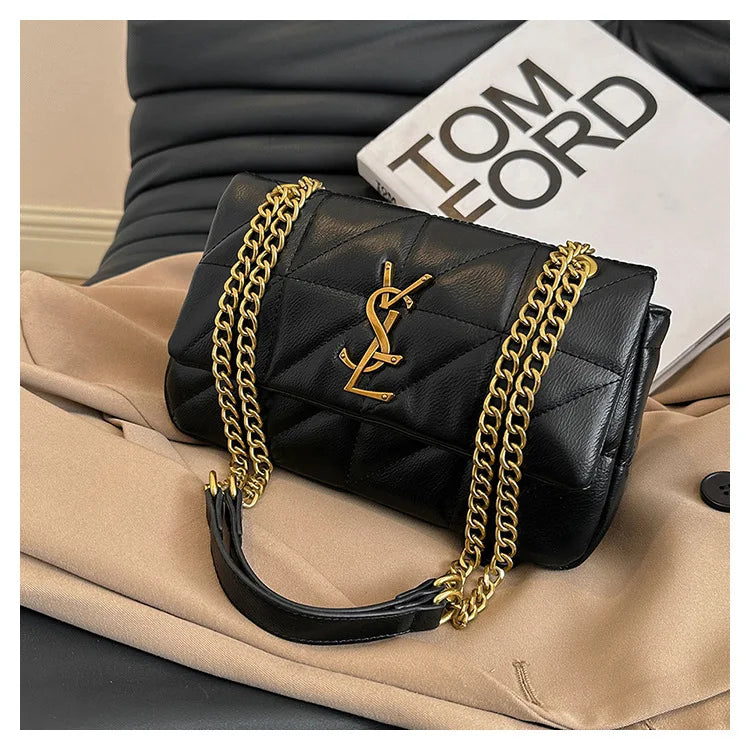 Luxury Fashion Women's Chain Handbag PU Leather Girls Shoulder Messenger Bag Brand lightweight Commuting Bag Tassel Square Bag