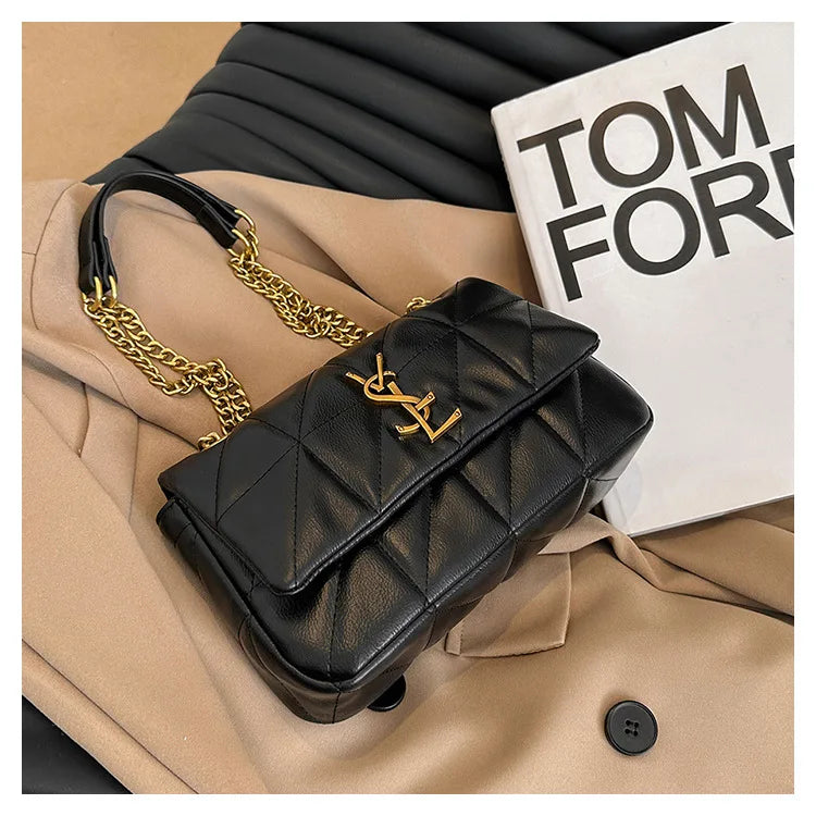 Luxury Fashion Women's Chain Handbag PU Leather Girls Shoulder Messenger Bag Brand lightweight Commuting Bag Tassel Square Bag