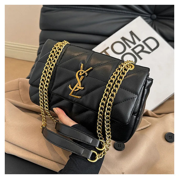 Luxury Fashion Women's Chain Handbag PU Leather Girls Shoulder Messenger Bag Brand lightweight Commuting Bag Tassel Square Bag