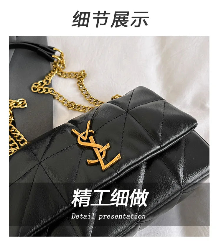 Luxury Fashion Women's Chain Handbag PU Leather Girls Shoulder Messenger Bag Brand lightweight Commuting Bag Tassel Square Bag