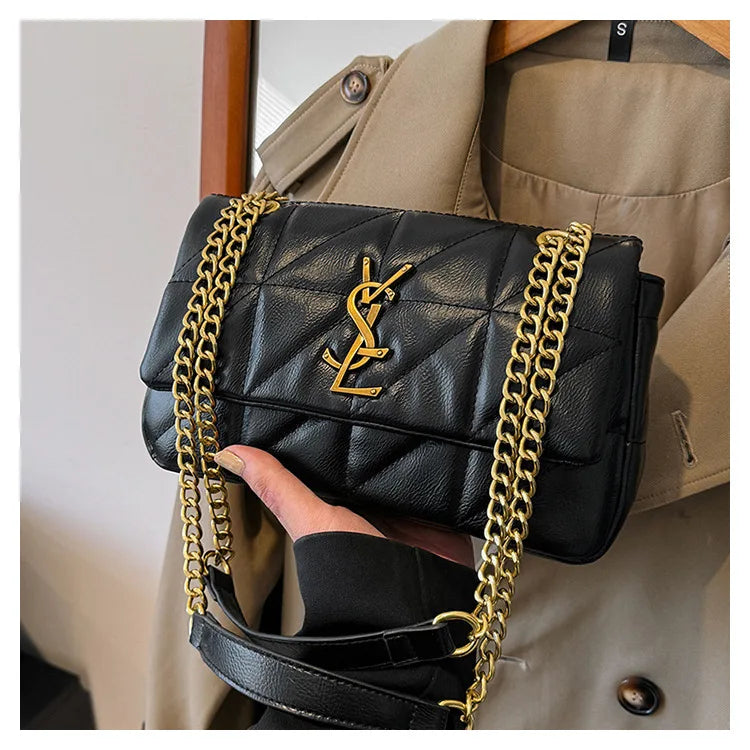 Luxury Fashion Women's Chain Handbag PU Leather Girls Shoulder Messenger Bag Brand lightweight Commuting Bag Tassel Square Bag