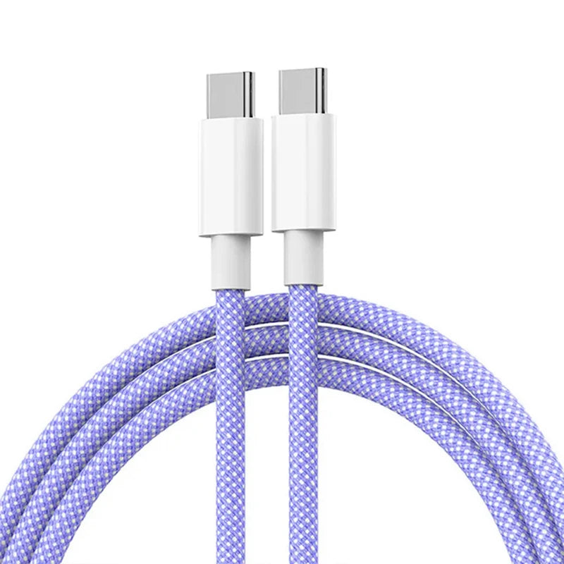 Usb C to Type C Fast Charging PD 60W Mobile Phone Date Cable For Iphone15 Android Samsung Huawei Type C Braided Charger Cable