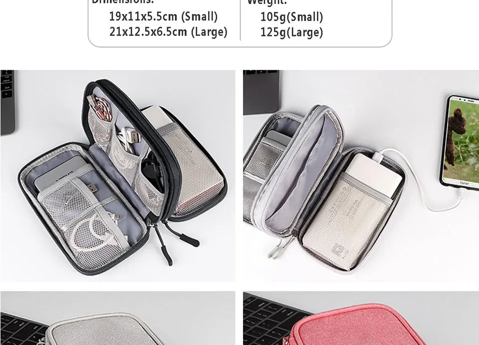 Data Cable Storage Bag Waterproof Portable Carry Case Multi-Layers Storage Bag Travel Organizer Bag for Cable Cord USB Charger