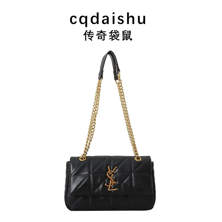 Luxury Fashion Women's Chain Handbag PU Leather Girls Shoulder Messenger Bag Brand lightweight Commuting Bag Tassel Square Bag