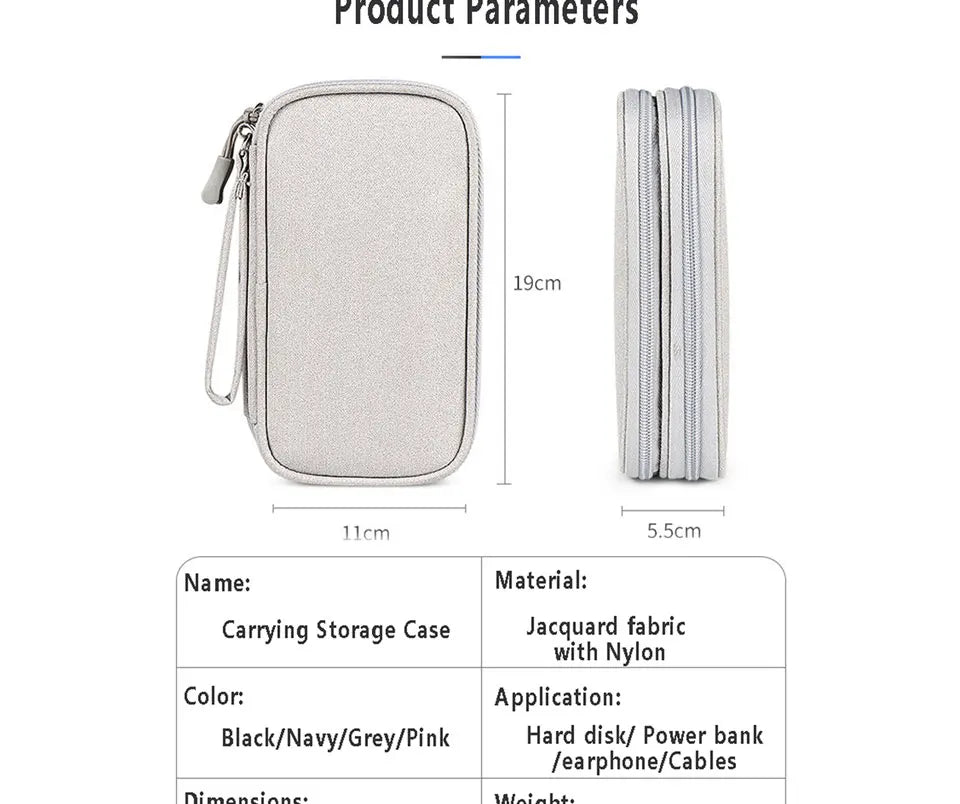 Data Cable Storage Bag Waterproof Portable Carry Case Multi-Layers Storage Bag Travel Organizer Bag for Cable Cord USB Charger